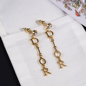 Dior single diamond hanging logo earrings-3708